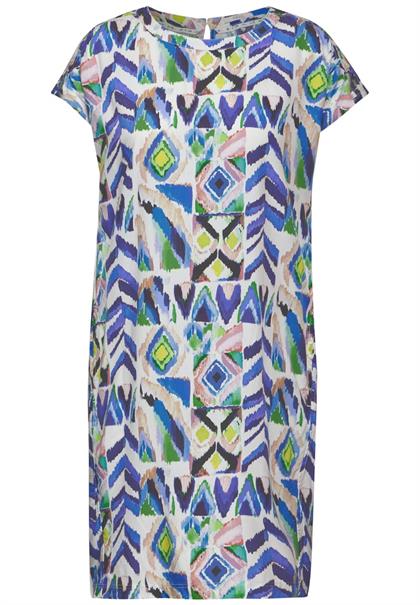 Sommer Print Kleid vanilla white
