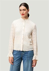 Spitzenbluse mit Knopfleiste eggnog