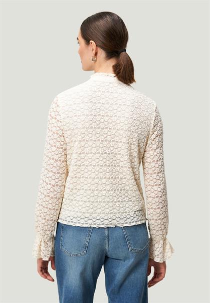 Spitzenbluse mit Knopfleiste eggnog