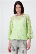 Spitzenshirt mit U Boot Ausschnitt pastell green