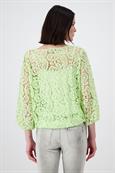 Spitzenshirt mit U Boot Ausschnitt pastell green