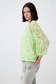Spitzenshirt mit U Boot Ausschnitt pastell green