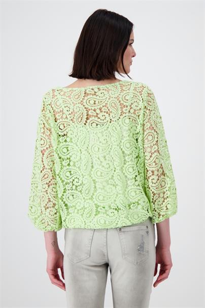 Spitzenshirt mit U Boot Ausschnitt pastell green