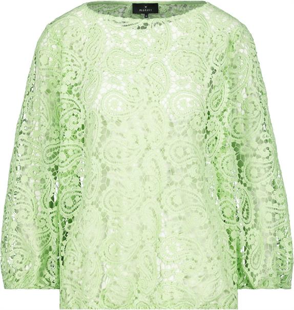 Spitzenshirt mit U Boot Ausschnitt pastell green
