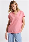 Split Neck Bluse in Unifarbe blush peach