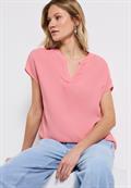 Split Neck Bluse in Unifarbe blush peach