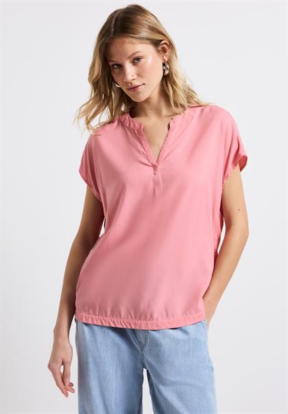 Split Neck Bluse in Unifarbe blush peach
