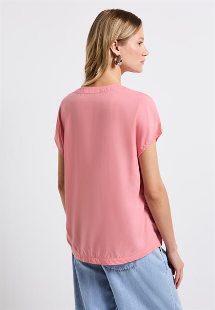 Split Neck Bluse in Unifarbe blush peach