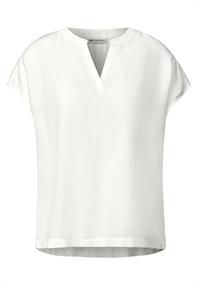 Split Neck Bluse in Unifarbe off white