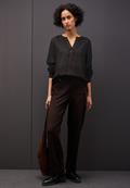 Split Neck Leo Bluse darkest brown