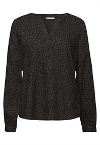 Split Neck Leo Bluse darkest brown