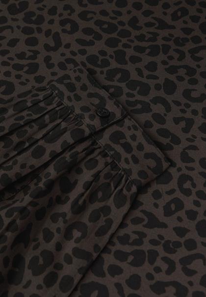 Split Neck Leo Bluse darkest brown