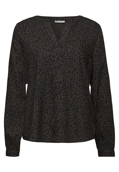 Split Neck Leo Bluse darkest brown