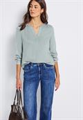 Split Neck Melange Tunika nile blue mel.