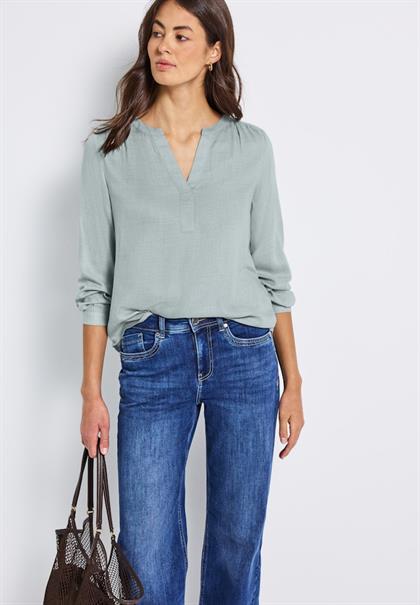 Split Neck Melange Tunika nile blue mel.