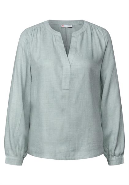 Split Neck Melange Tunika nile blue mel.