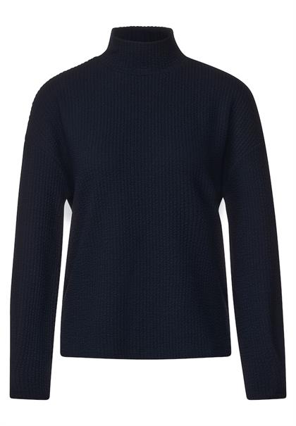 Stehkragenshirt mit Struktur deep blue