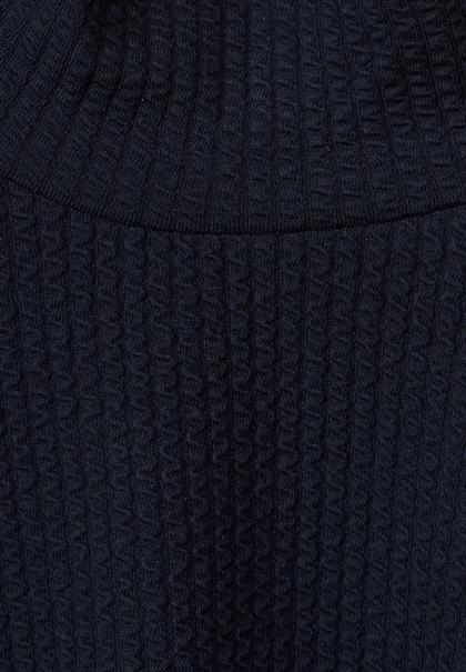 Stehkragenshirt mit Struktur deep blue