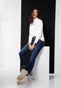 Stehkragenshirt mit Struktur off white