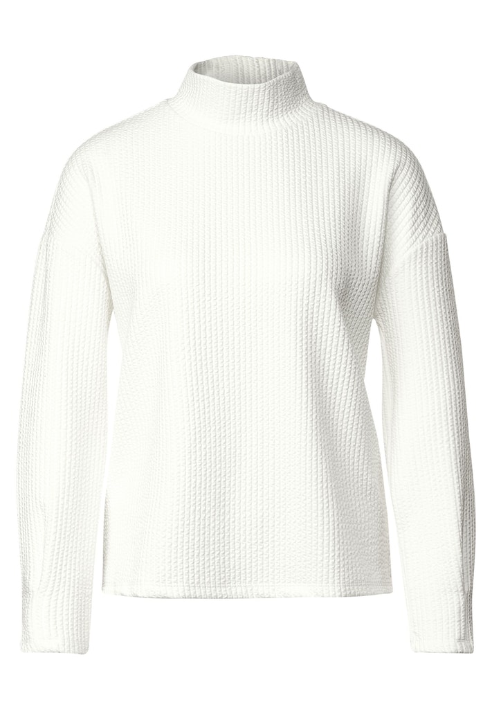 Street One Damen Sweatshirt Stehkragenshirt mit Struktur off white bequem  online kaufen bei