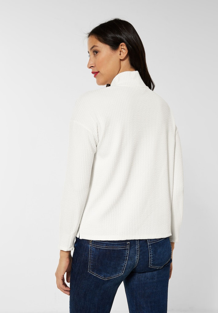 Street One Damen Sweatshirt Stehkragenshirt mit Struktur off white bequem  online kaufen bei