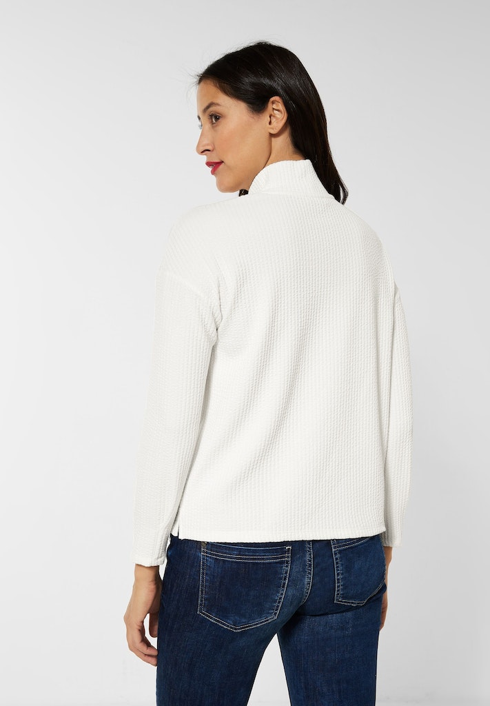 Struktur Damen Stehkragenshirt bequem white Street mit off Sweatshirt online bei One kaufen