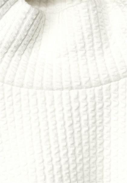 Stehkragenshirt mit Struktur off white