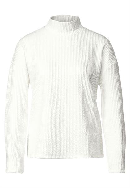 Stehkragenshirt mit Struktur off white