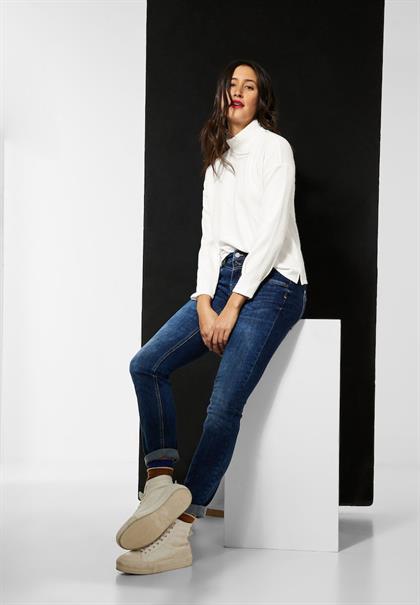 Stehkragenshirt mit Struktur off white