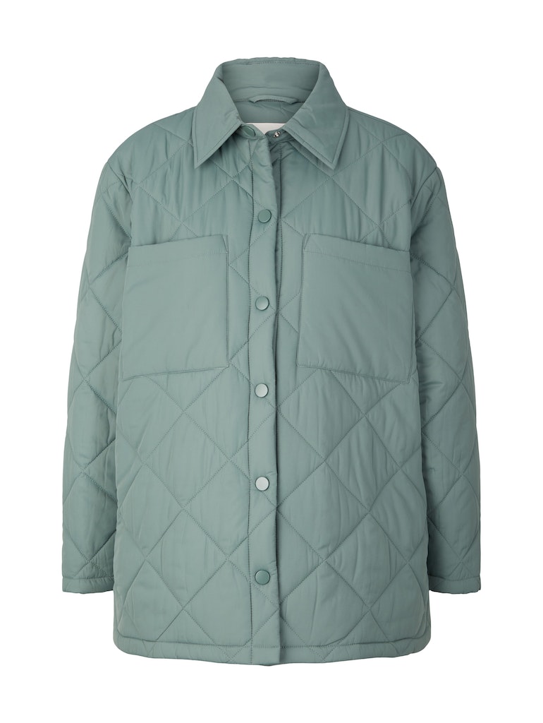 Tom Tailor Denim Damen Jacke bei online mit aufgesetzten dust green bequem kurz Taschen Steppjacke kaufen