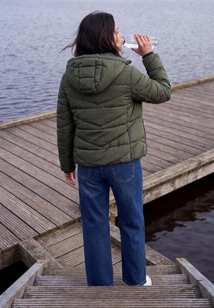 Steppjacke mit Kapuze und Zipper olive night