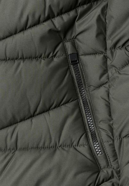 Steppjacke mit Kapuze und Zipper olive night