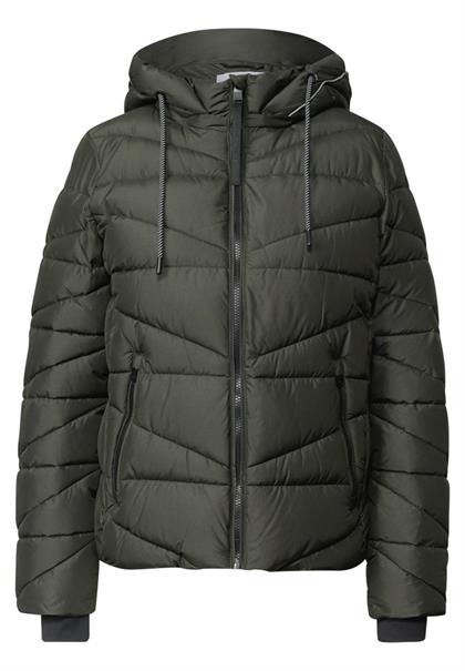 Steppjacke mit Kapuze und Zipper olive night