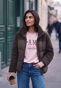 Steppjacke mit Teddy-Details charred brown