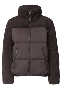 Steppjacke mit Teddy-Details charred brown