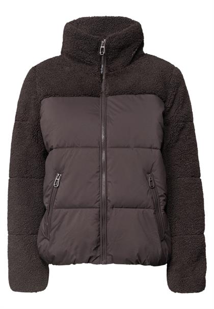 Steppjacke mit Teddy-Details charred brown