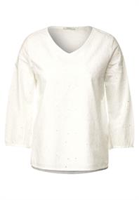 Stickerei Bluse mit 3/4 Arm vanilla white