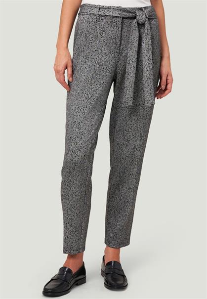 Stoffhose Herringbone mit Bindegürtel 28 Inch blackcream