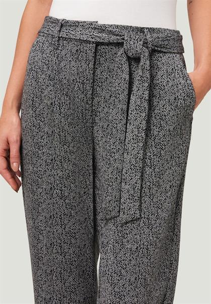Stoffhose Herringbone mit Bindegürtel 28 Inch blackcream