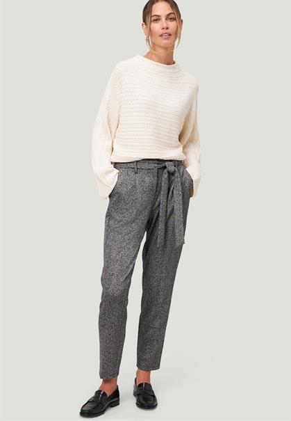 Stoffhose Herringbone mit Bindegürtel 28 Inch blackcream