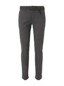 Straight Fit Chino Hose mit Gürtel grey brown check yarn dye