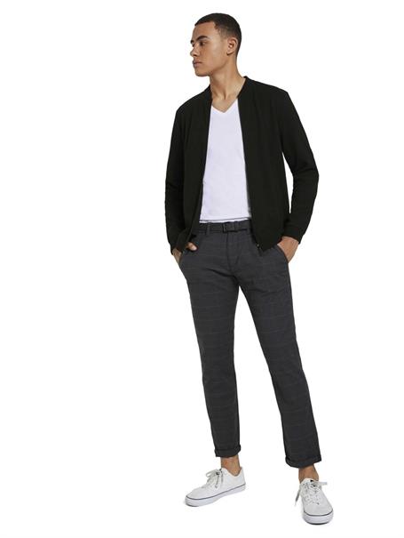 Straight Fit Chino Hose mit Gürtel grey brown check yarn dye