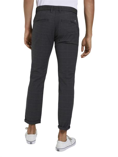 Straight Fit Chino Hose mit Gürtel grey brown check yarn dye