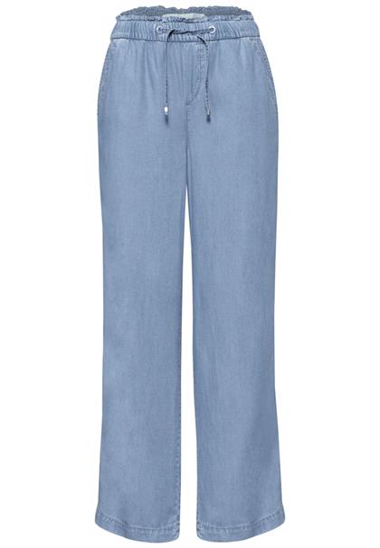 Straight Leg Hose mit Paperbagbund light blue soft wash
