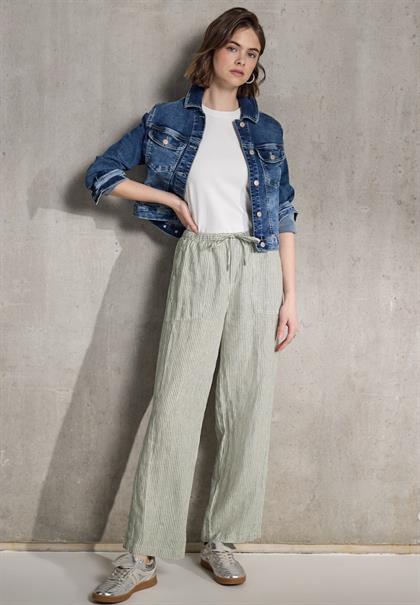 Straight Leg Leinenhose peridot green