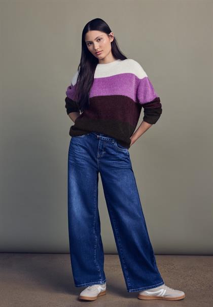 Streifen Federgarnpullover soft beige