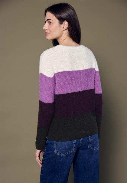 Streifen Federgarnpullover soft beige