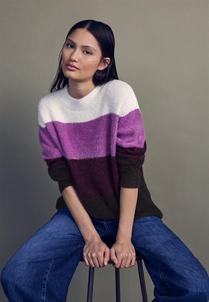 Streifen Federgarnpullover soft beige