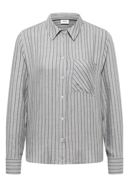 Streifen Flanell-Hemdbluse luna grey melange