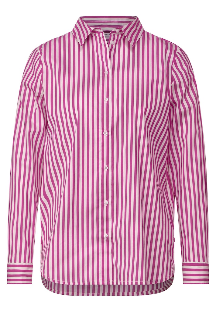 Street One Damen Langarmbluse Streifen Hemdbluse bright cozy pink bequem  online kaufen bei | Blusen